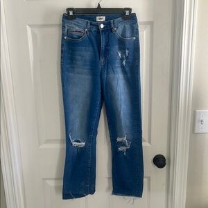 Tommy Hilfiger Blue Straight Leg Jeans with Distressed Details